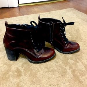 Burgundy Faux Patent Leather Bootie